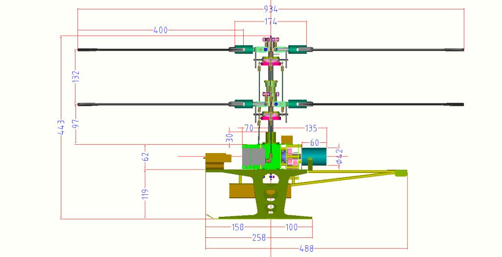 遥控直升机DIY 共轴反桨直升机 机械设计参考资料 图纸 三维模型helibaby